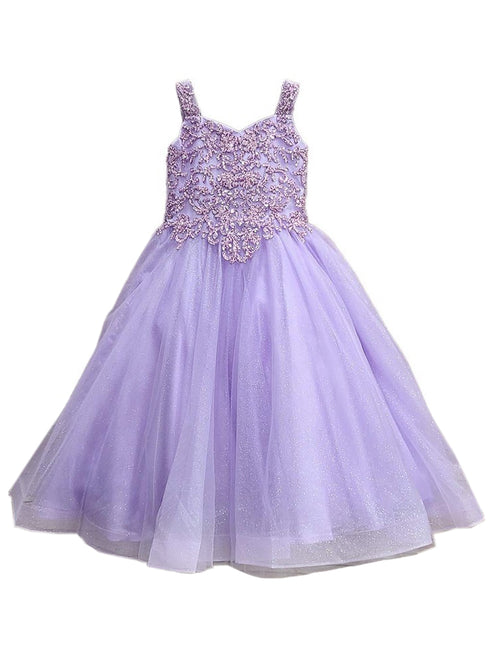 Petite Adele Big Girls Lilac Embroidered Bodice Glitter Tulle Gown 8-16 - SophiasStyle.com